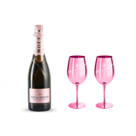 Delux Valentines Pakke - 1 x Moët Rosé & 2 x Moët Pink Limited Glas